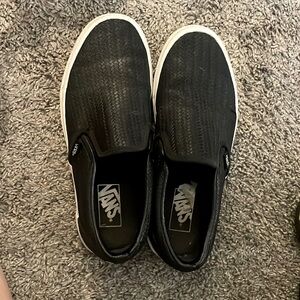 VANS CLASSIC SLIP-ON EMBOSSED WEAVE BLACK/TRUE WHITE mens 7 womens size 8.5